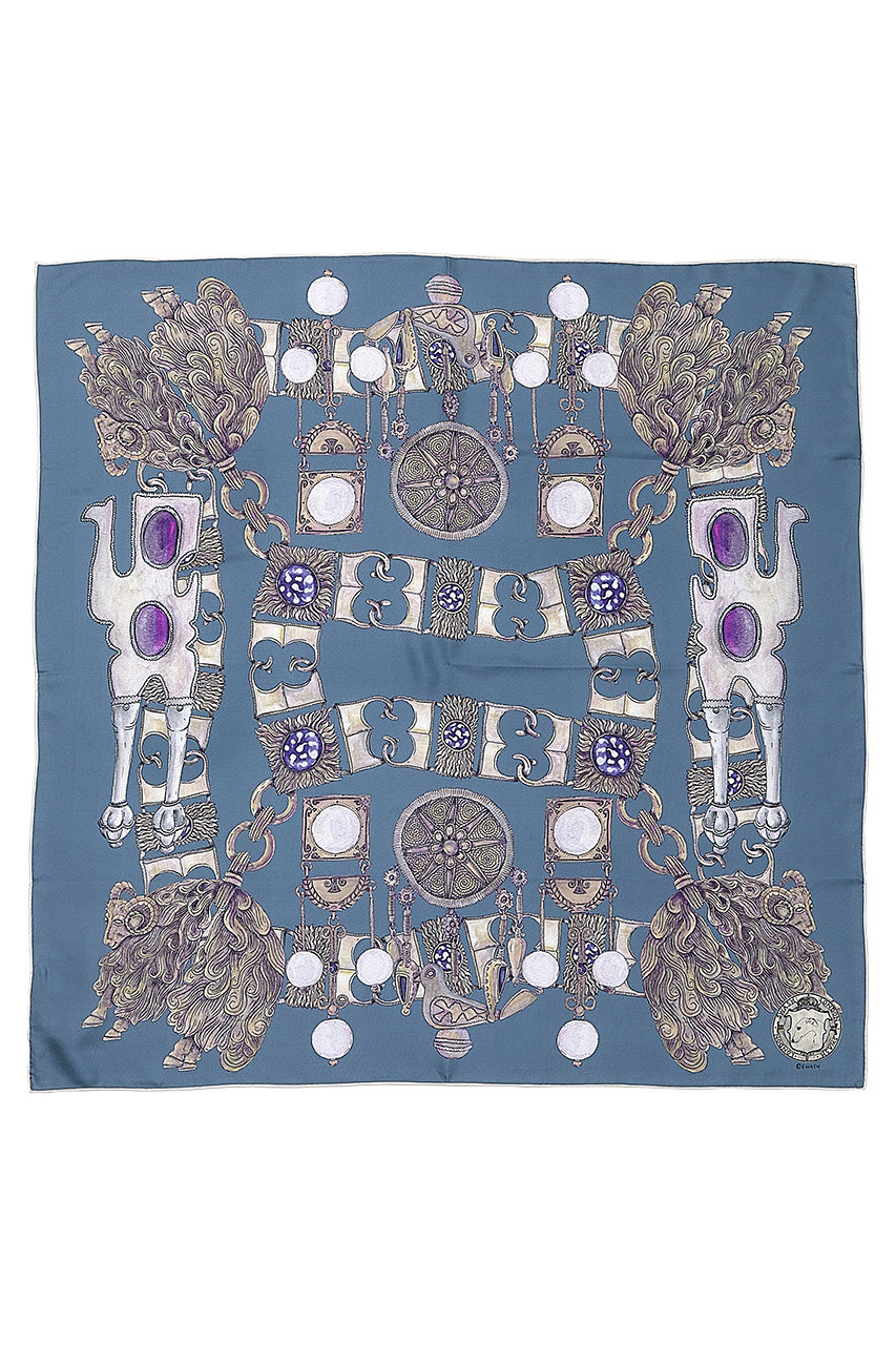 スウォッシュロンドン/SWASH LONDONのFiligree Menagerieシルクスカーフ 88cmx88cm(ダークグリーン/24-116-53002)