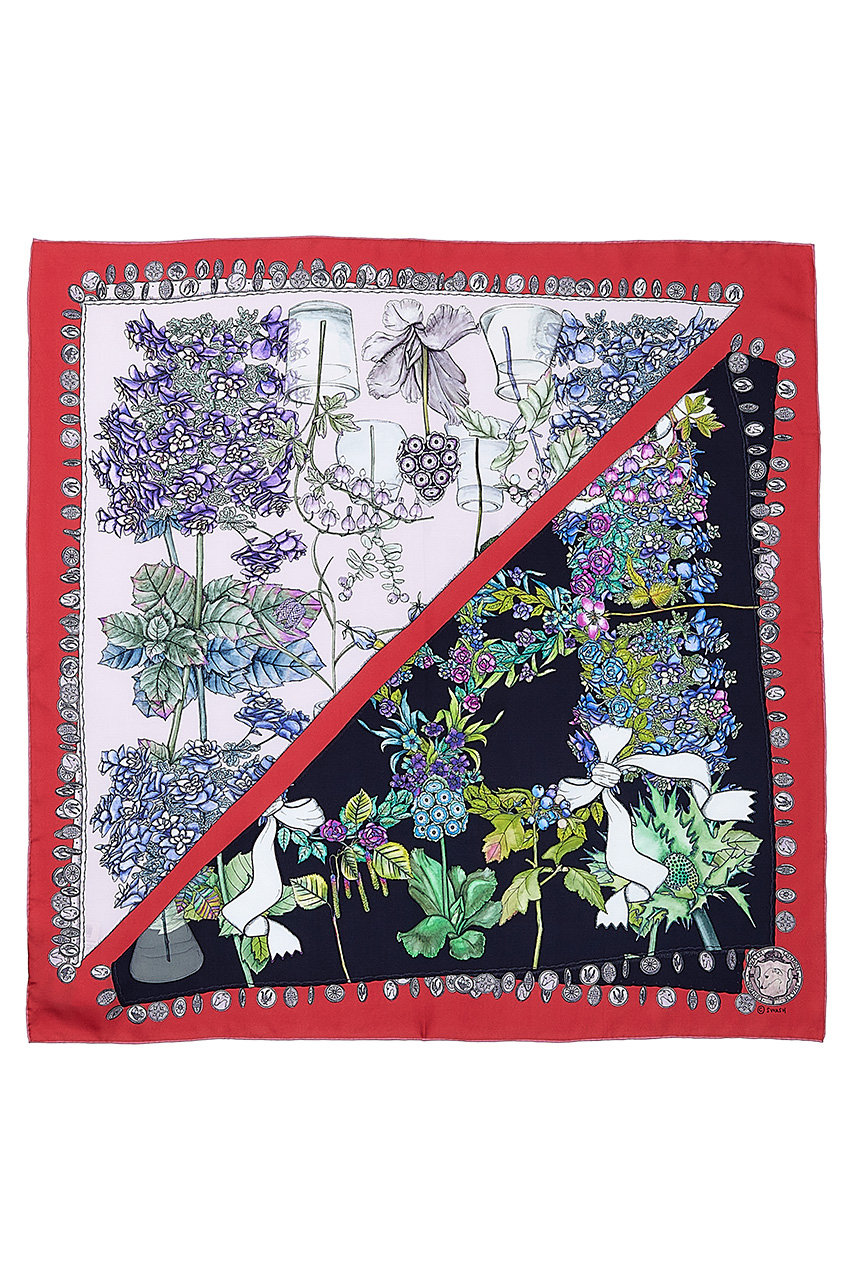 スウォッシュロンドン/SWASH LONDONのBotany Giltシルクスカーフ 88cmx88cm(レッド/24-116-53009)