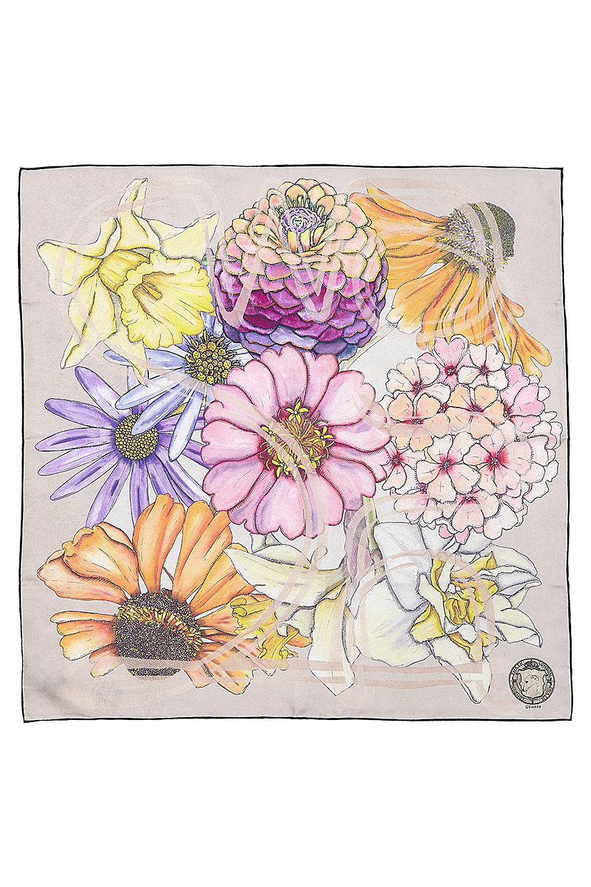 スウォッシュロンドン/SWASH LONDONのSnowboat Floraシルクスカーフ 68cmx68cm(ベージュ/24-116-53011)