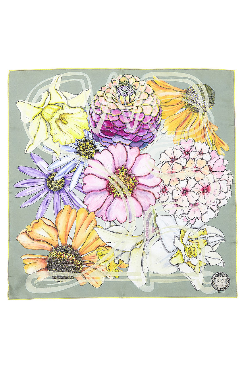 スウォッシュロンドン/SWASH LONDONのSnowboat Floraシルクスカーフ 68cmx68cm(ミントグリーン/24-116-53011)