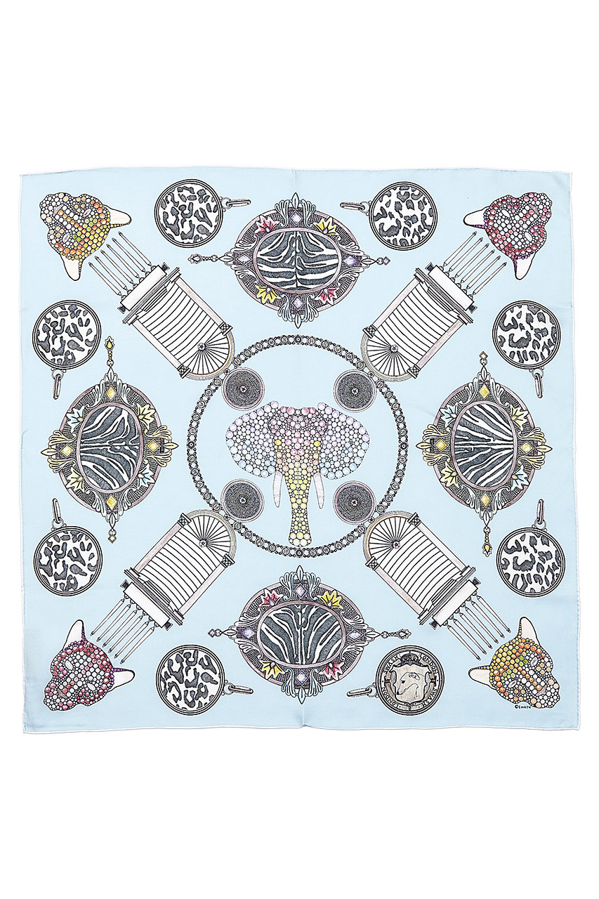 スウォッシュロンドン/SWASH LONDONのWoven Sapphiresシルクスカーフ 68cmx68cm(サックス/24-116-53016)