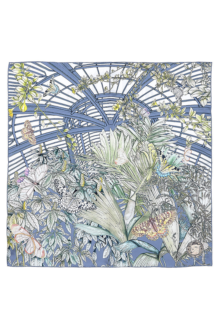 スウォッシュロンドン/SWASH LONDONのButterfly Atriumシルクスカーフ 68cmx68cm(サックス/24-116-53018)