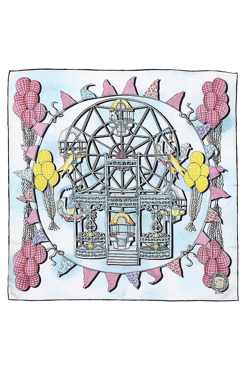 スウォッシュロンドン/SWASH LONDONのFerris　Flightシルクスカーフ 68cmx68cm(サックス/24-116-53020)