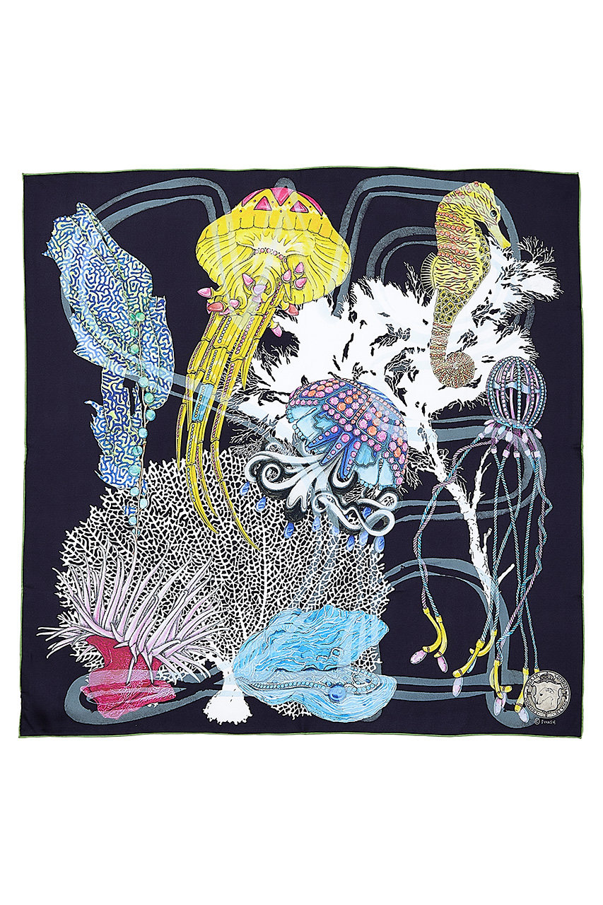 スウォッシュロンドン/SWASH LONDONのOceanic  Odysseyシルクスカーフ 88cmx88cm(ブラック/24-116-53004)
