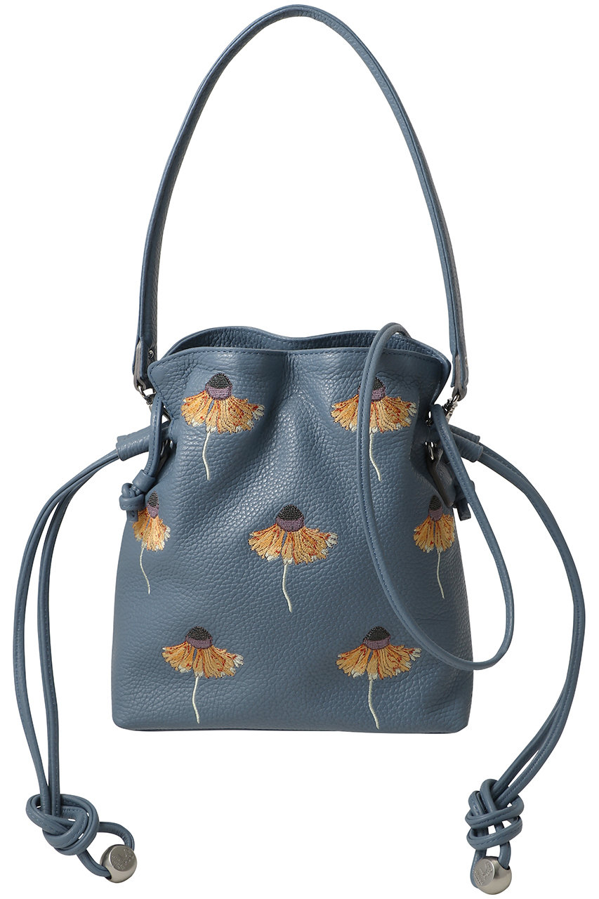 スウォッシュロンドン/SWASH LONDONのレザー刺繍ショルダーバッグ(ブルーグレー/24-116-53127)