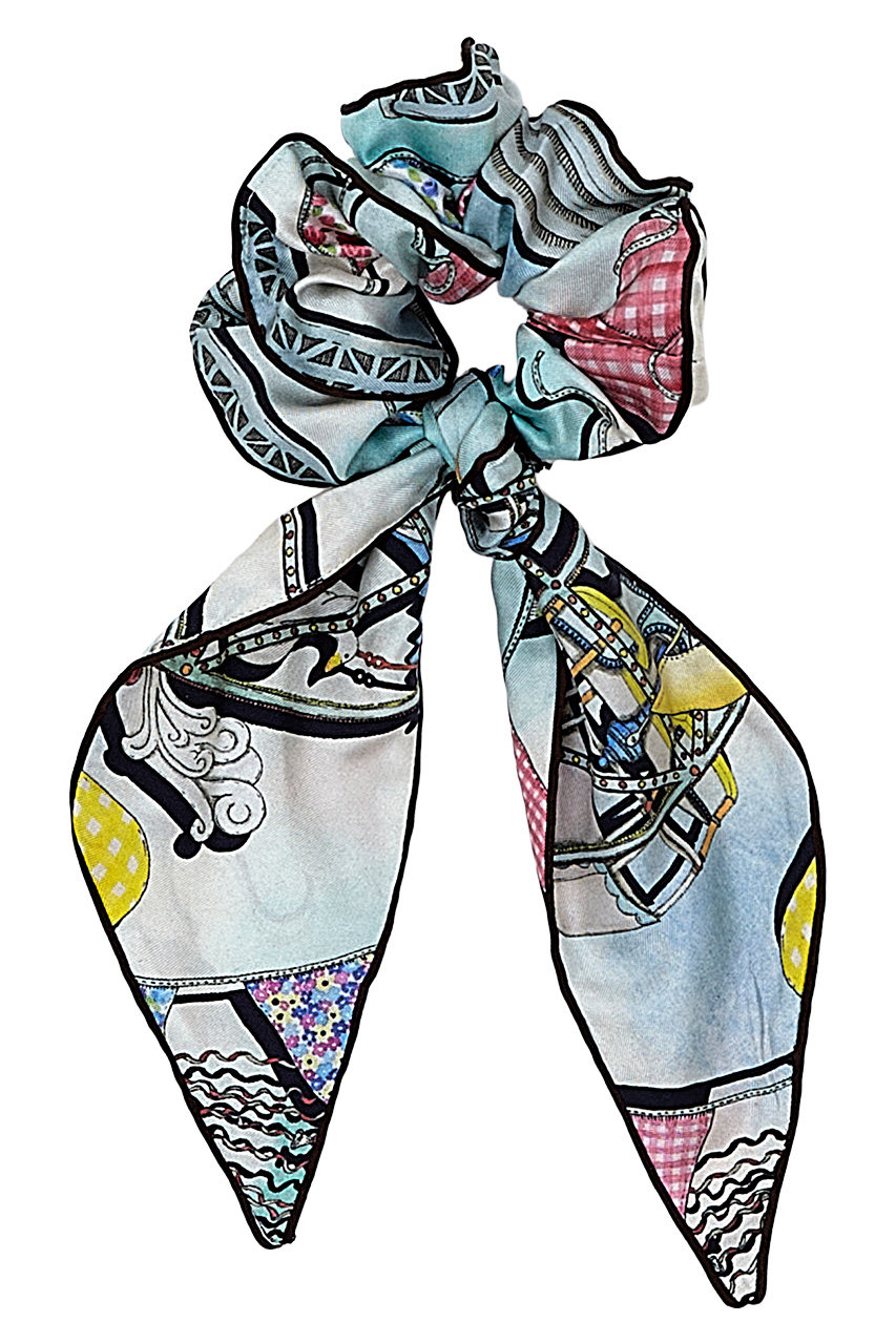 スウォッシュロンドン/SWASH LONDONのスカーフ付きシュシュ(サックス/24-116-53139)