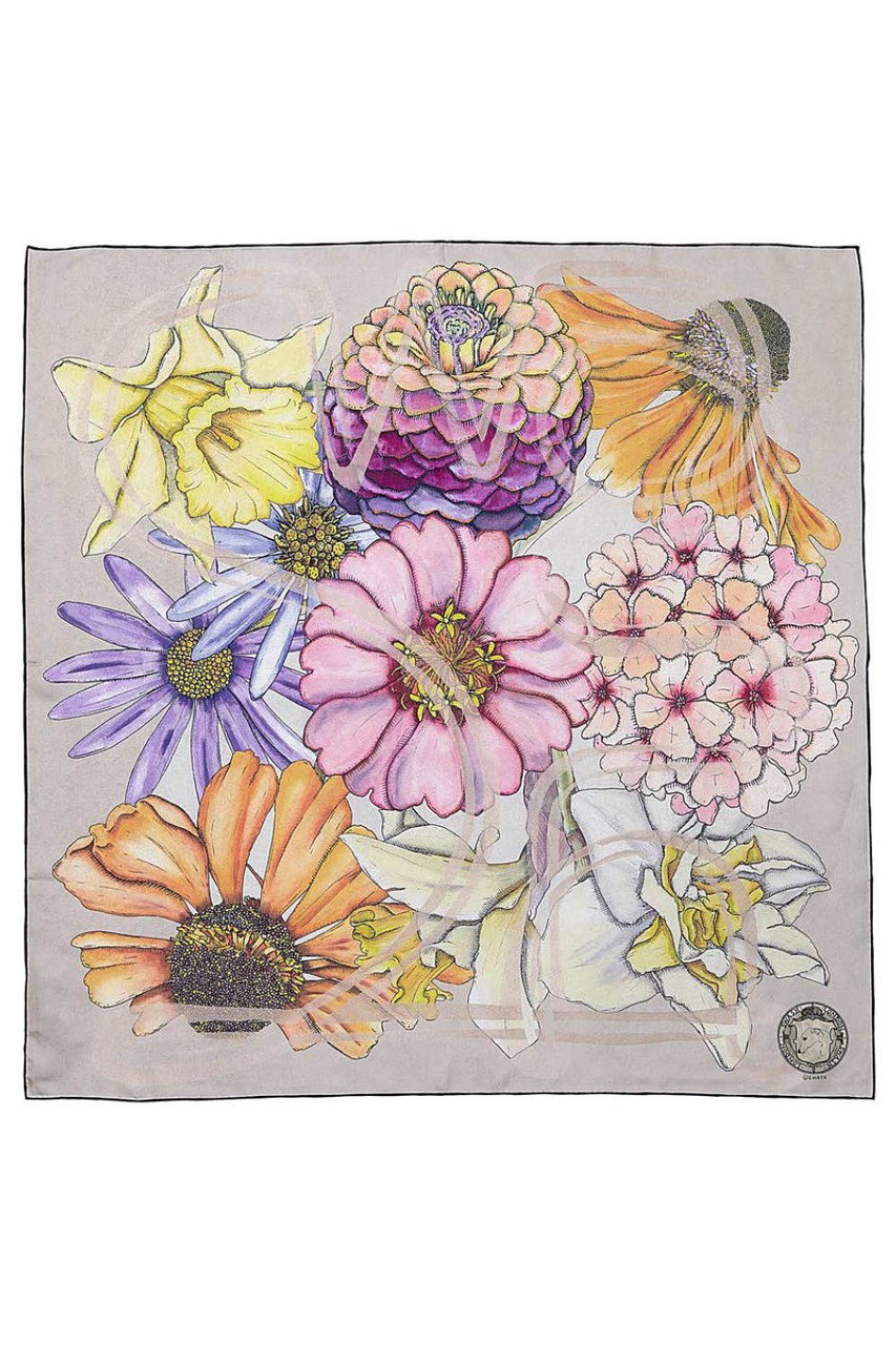 スウォッシュロンドン/SWASH LONDONのShowboat Floraシルクスカーフ 約88cmx約88cm(ベージュ/24-116-53001)