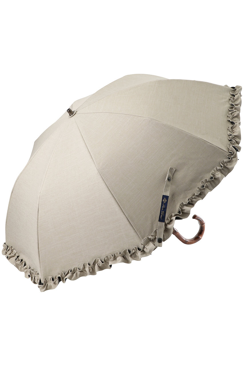 アシヤ ロサブラン/芦屋ロサブランの【予約販売】【日傘】フリル 2段折りたたみ 曲がり手元（手元竹/傘袋付） 【50cm】(ダンガリーベージュ/4f1-j-d-002)