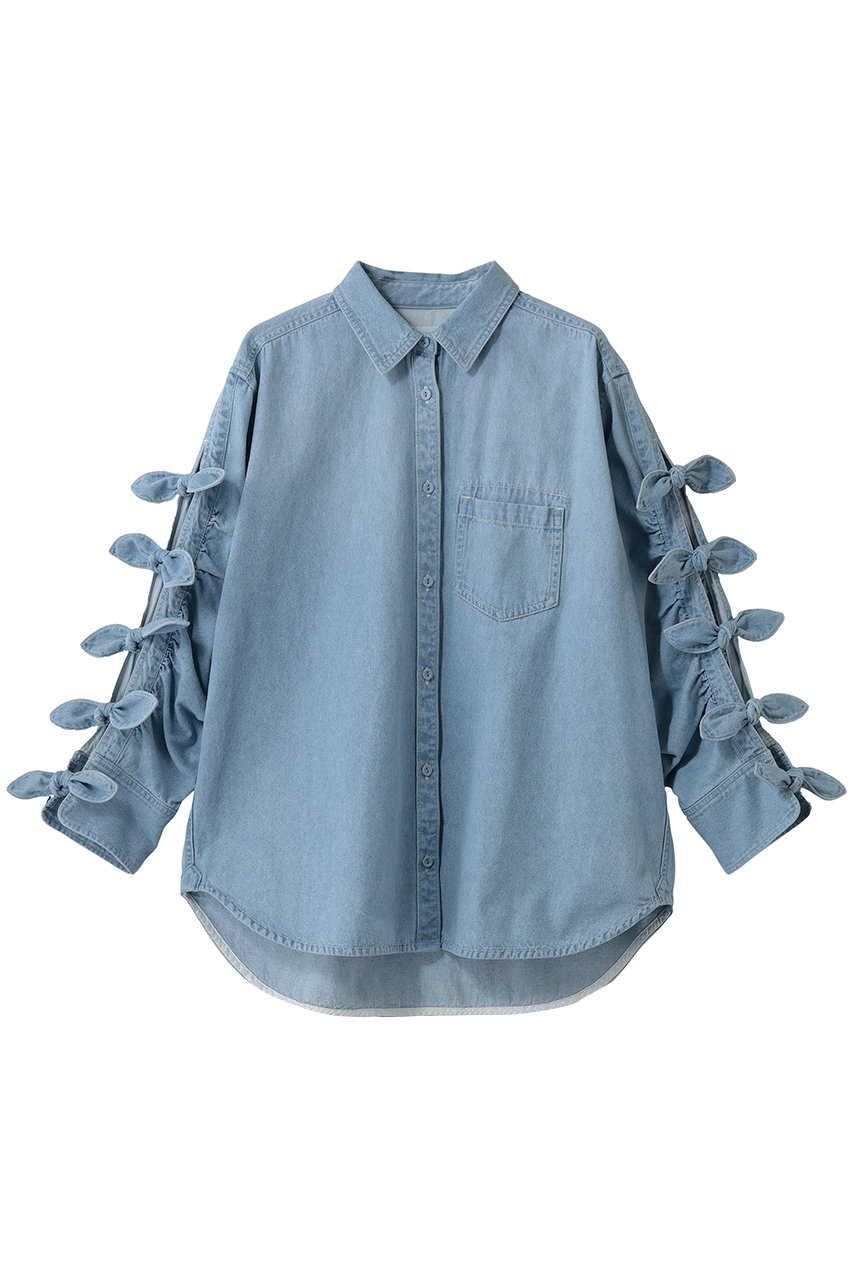 フォルフォルモ/FORFORMOのRibbon Sleeve Denim Shirt(ブルー/726103)