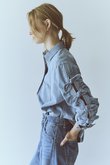 Ribbon Sleeve Denim Shirt