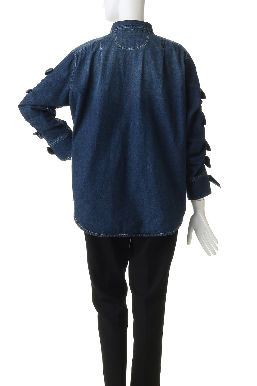 FORFORMO(フォルフォルモ)｜Ribbon Sleeve Denim Shirt/ブルー の通販