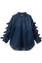 Ribbon Sleeve Denim Shirt フォルフォルモ/FORFORMO ネイビー