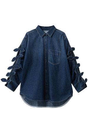 Ribbon Sleeve Denim Shirt