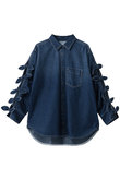 Ribbon Sleeve Denim Shirt
