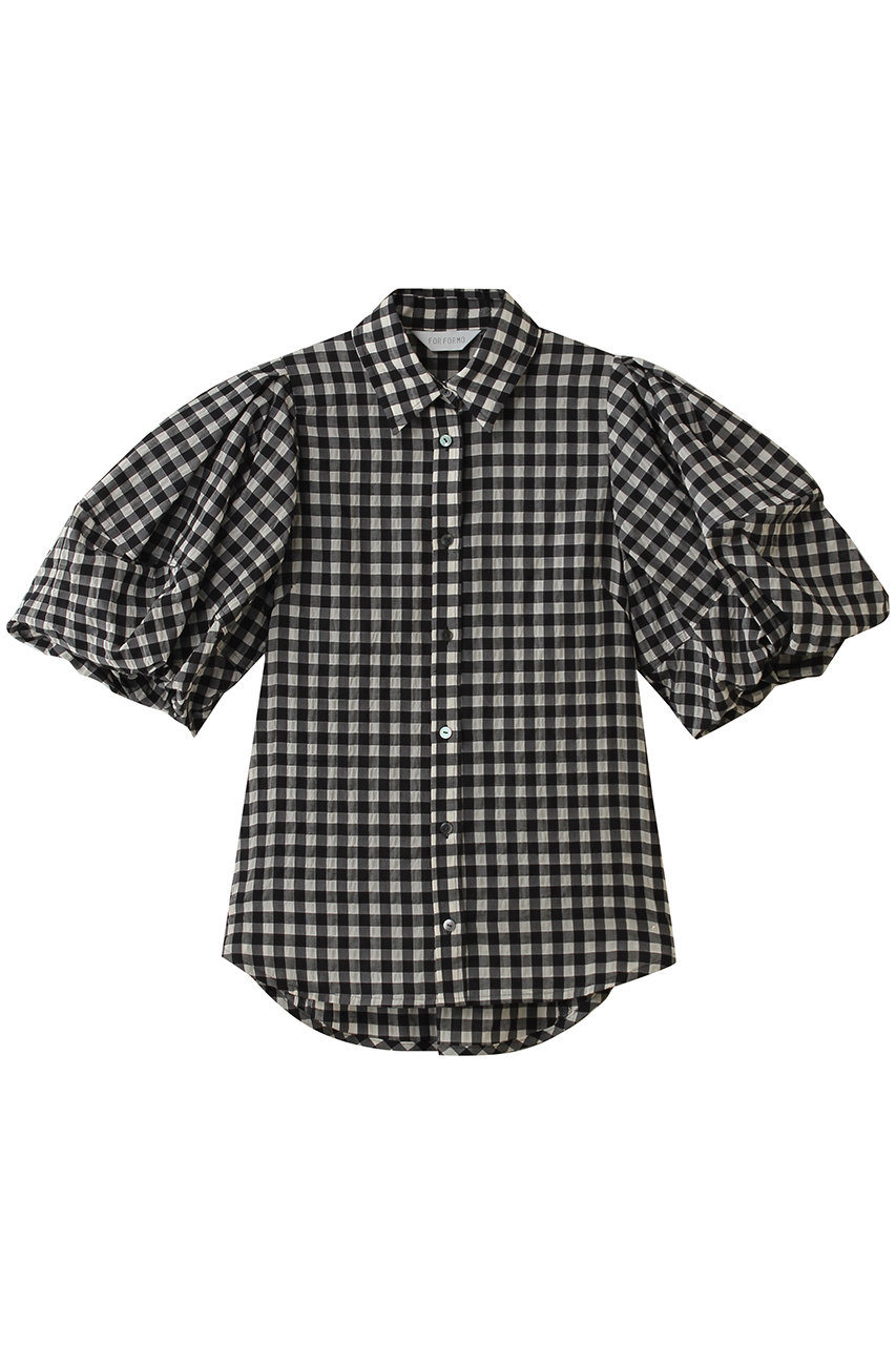 フォルフォルモ/FORFORMOのTuck Puff Sleeve Shirt(チェックブラック/726203)