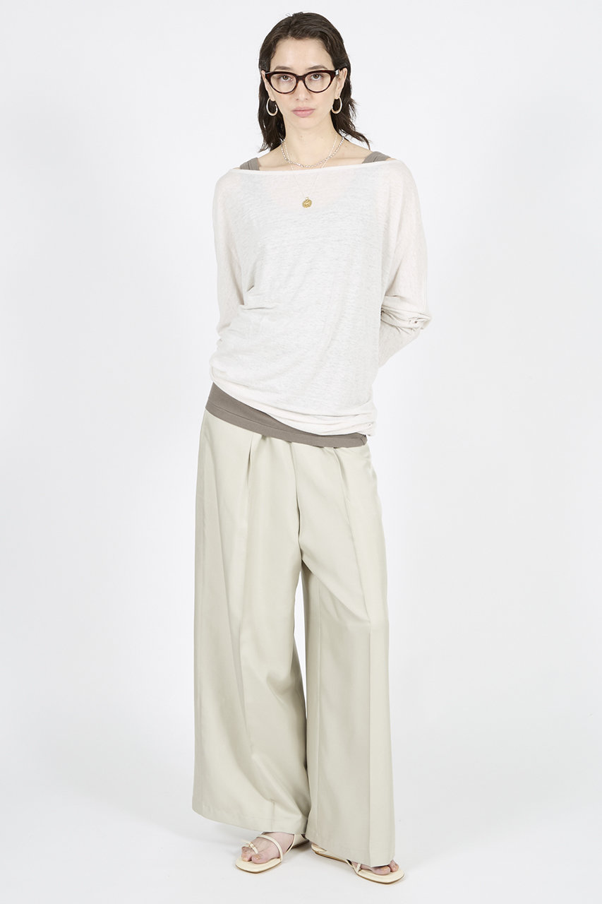 Raspail　SILK パンツ raspail(ラスパイユ)｜シルク タックパンツ/セージグリーン の通販