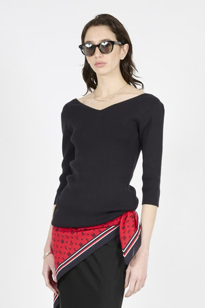 ラスパイユ/raspailのコットンリバースVネックプルオーバー(110100/110103)