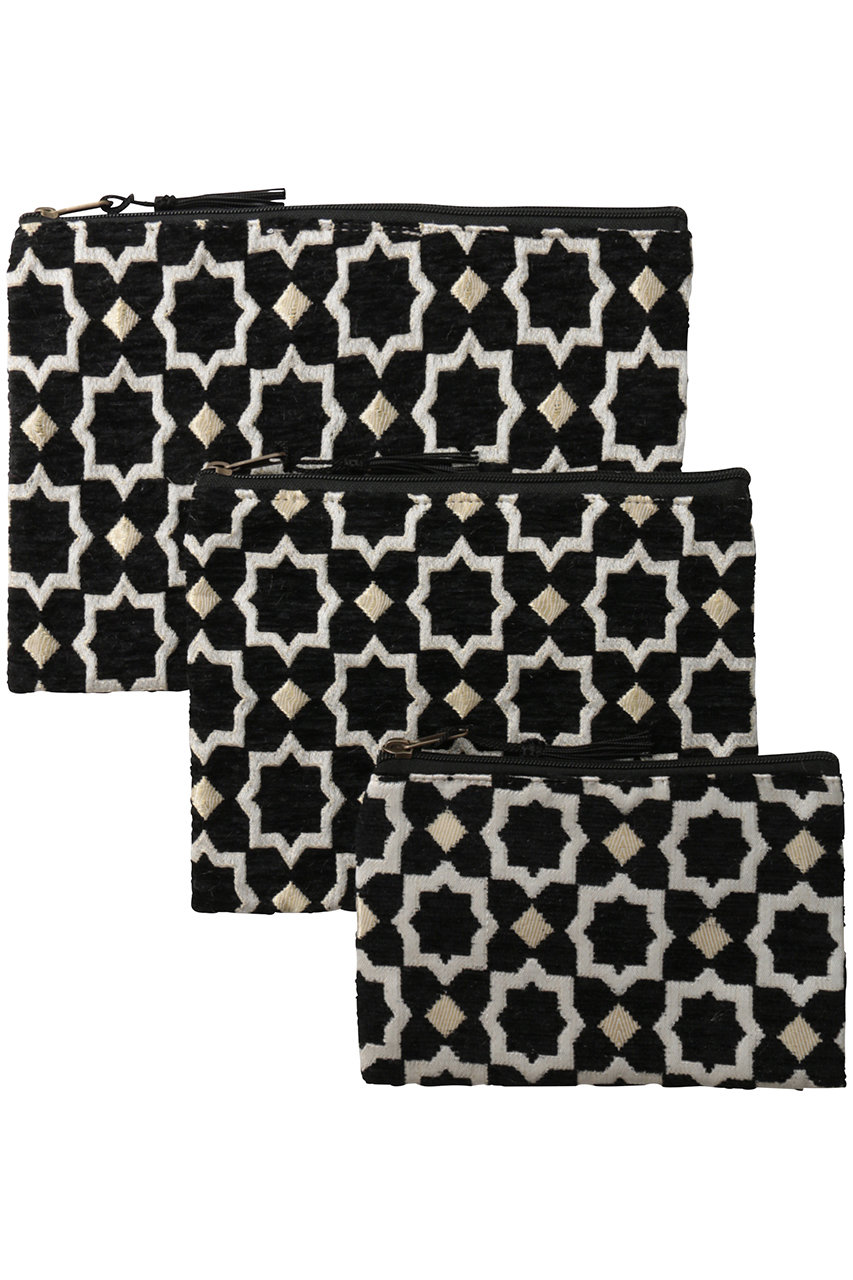 ジオメトリック ジャカード ポーチ 3点セット