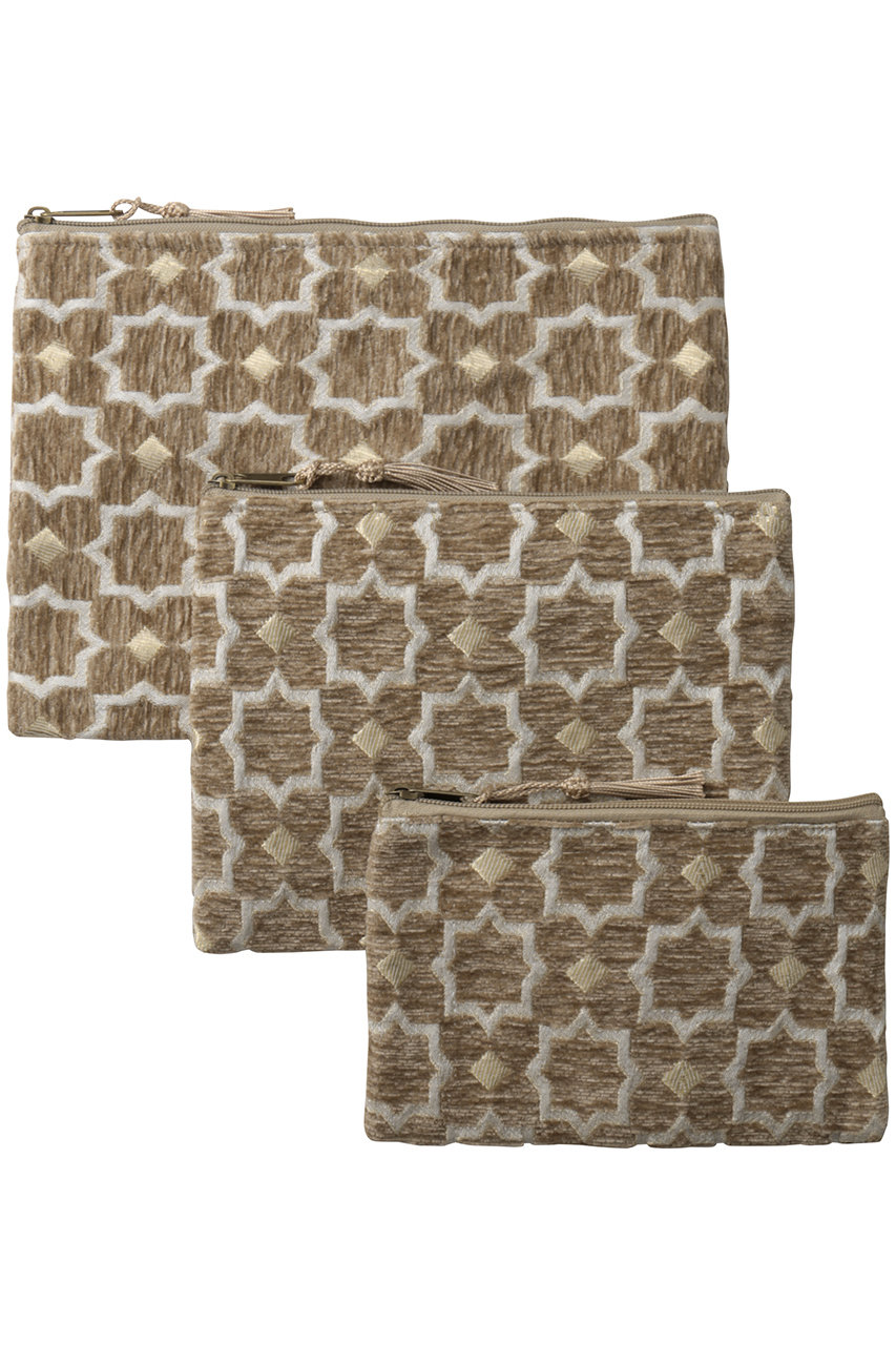 ジオメトリック ジャカード ポーチ 3点セット