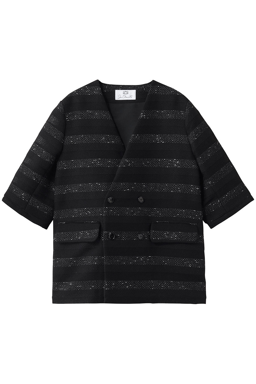 ジュン オカモト/JUN OKAMOTOのノーカラーボーダージャケット(ブラック/VE-33085)