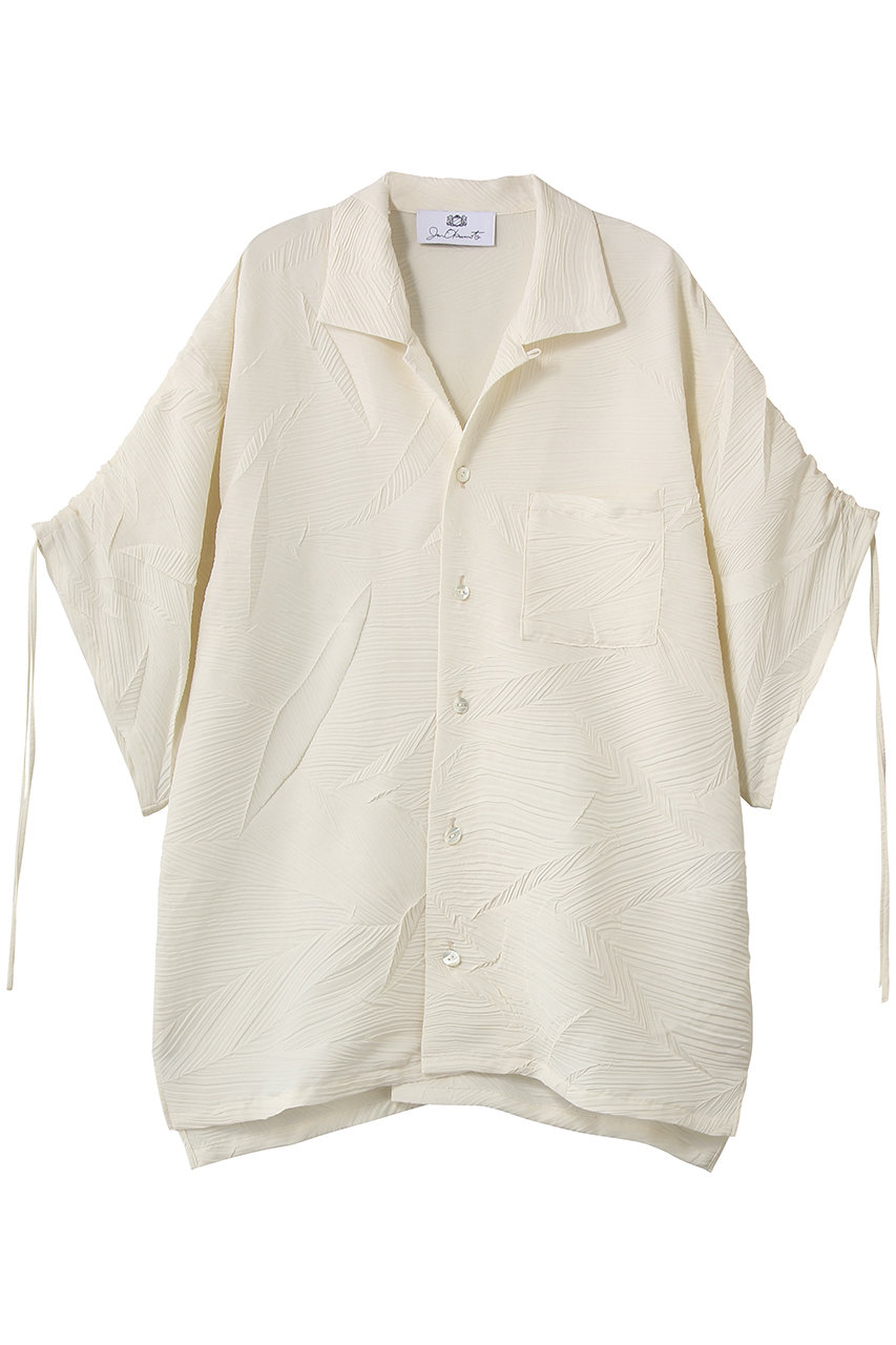 ジュン オカモト/JUN OKAMOTOのプリーツデシン オープンカラーブラウス(ベージュ/CH-33135)