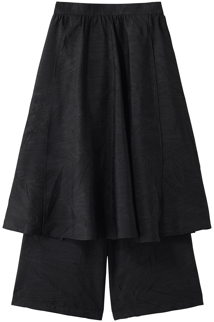 ジュン オカモト/JUN OKAMOTOのプリーツデシン ワイドパンツ(ブラック/P-33150)