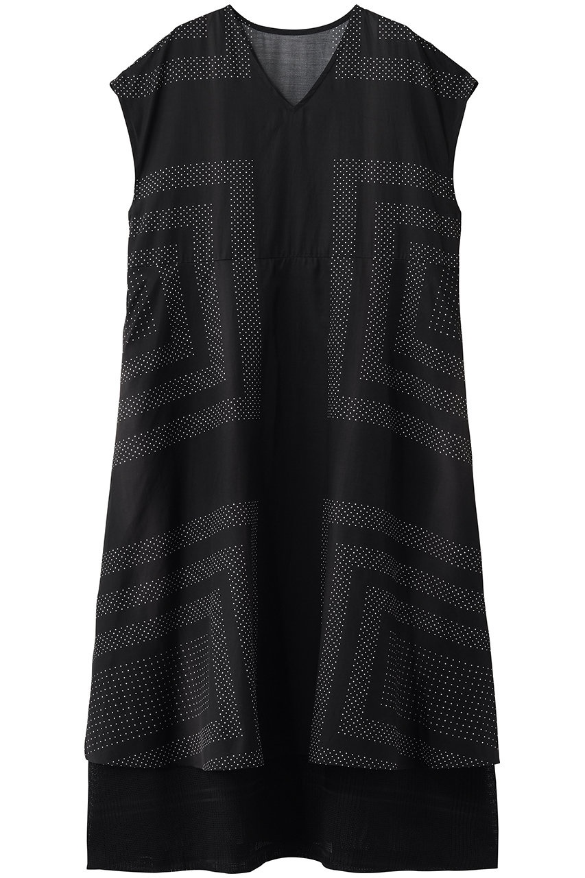 ジュン オカモト/JUN OKAMOTOのオリジナルプリント フレンチスリーブドレス(ブラック/RO-33303)