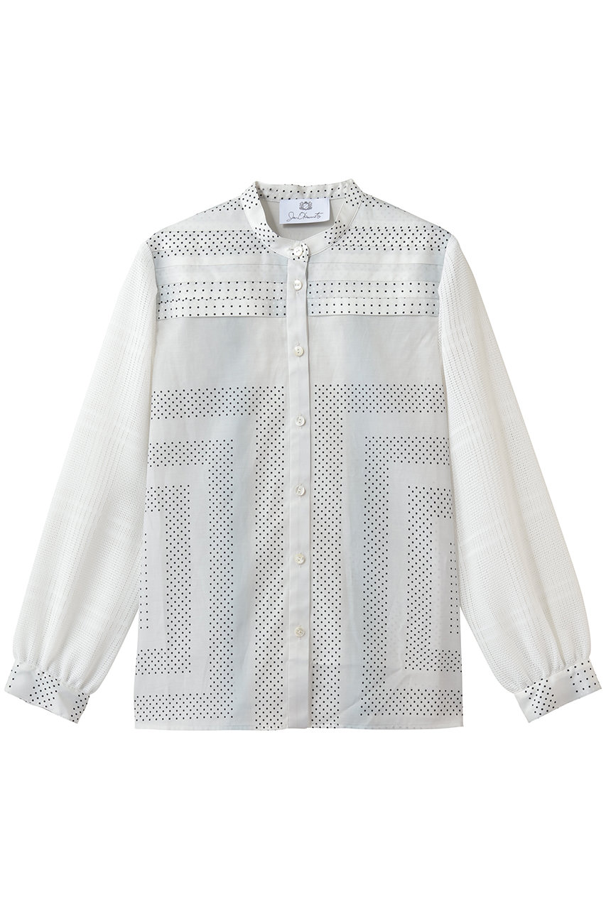 ジュン オカモト/JUN OKAMOTOのオリジナルプリント スタンドカラーブラウス(ホワイト/CH-33136)