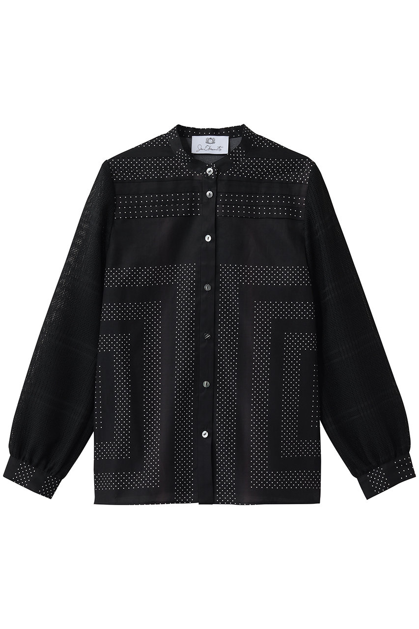 ジュン オカモト/JUN OKAMOTOのオリジナルプリント スタンドカラーブラウス(ブラック/CH-33136)