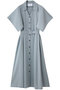 ハンカチスリーブ Aラインワンピース ジュン オカモト/JUN OKAMOTO ブルーグレー