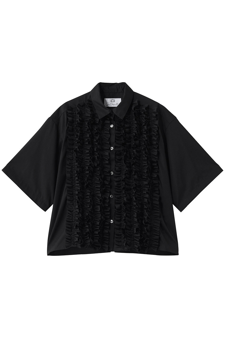 ジュン オカモト/JUN OKAMOTOのギャザーフリルブラウス(ブラック/CH-33137)