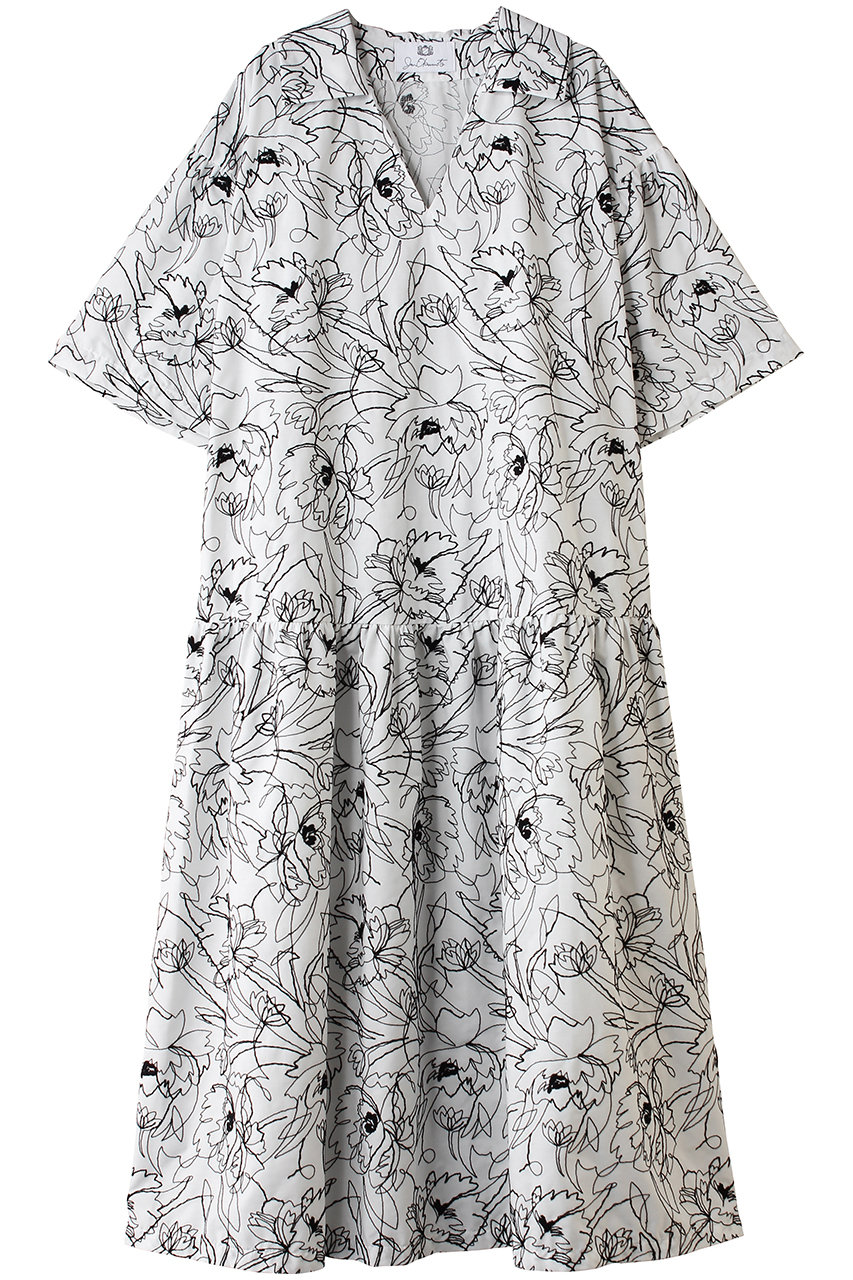 フラワーエンブロイダリー ティアード ドレス