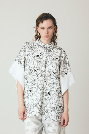 ジュン オカモト/JUN OKAMOTOのフラワーエンブロイダリー ドッキング トップス(110100/110102)