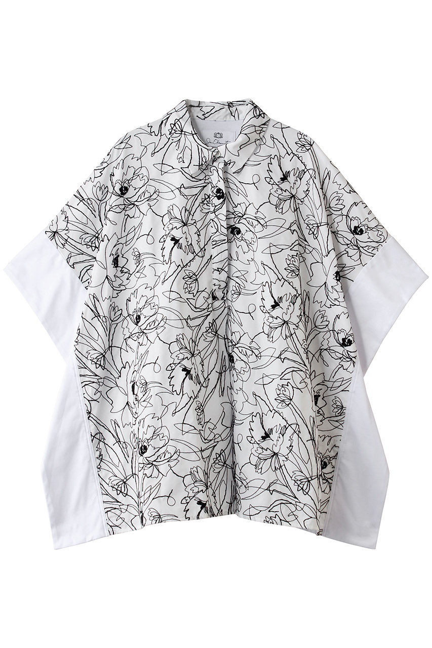 ジュン オカモト/JUN OKAMOTOのフラワーエンブロイダリー ドッキング トップス(ホワイト/TOP-33364)