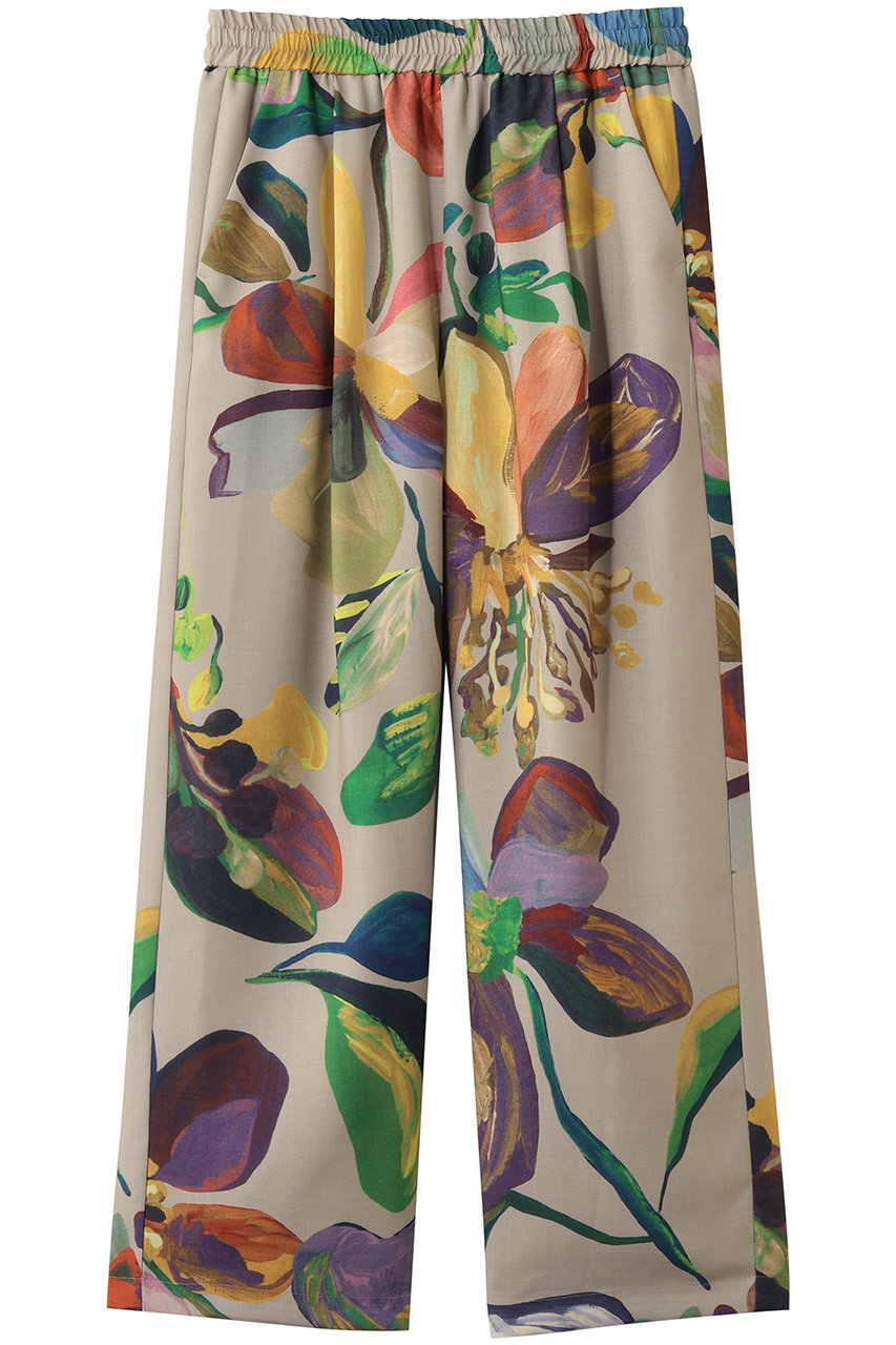 ジュン オカモト/JUN OKAMOTOのフラワーモチーフプリント ストレートパンツ(ベージュ/P-33153)