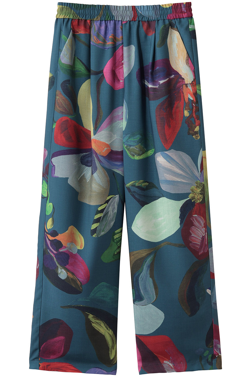 ジュン オカモト/JUN OKAMOTOのフラワーモチーフプリント ストレートパンツ(グリーン/P-33153)