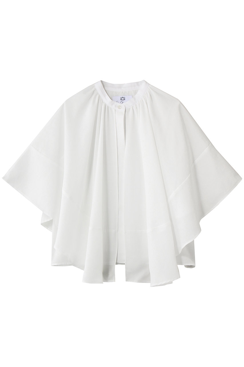ジュン オカモト/JUN OKAMOTOのケープレイヤード バイカラーブラウス(ホワイト/CH-33134)