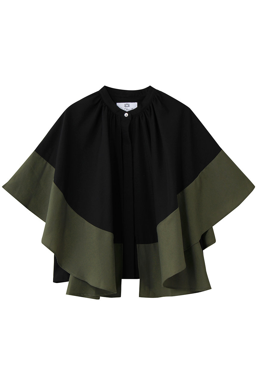 ジュン オカモト/JUN OKAMOTOの【予約販売】ケープレイヤード バイカラーブラウス(ブラック/CH-33134)