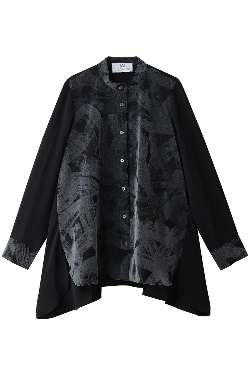 JUN OKAMOTO モノクローム ダブルフロッキー ブラウス (ブラック, 36) ジュン オカモト ELLE SHOP
