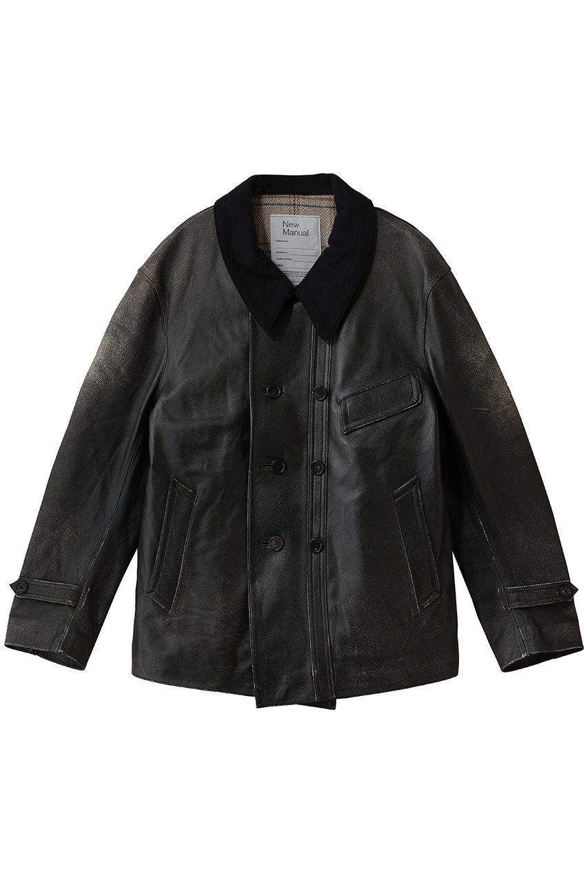New Manual 【MEN】FRENCH CIVIL SERVICE レザージャケット (ブラック, M) ニュー マニュアル ELLE SHOP