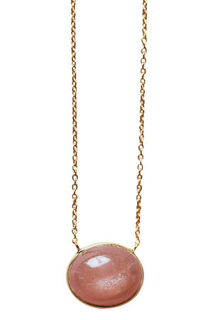 オジュール/odulのoval flower CAB ネックレス（ピーチムーンストーン/ゴールド）(150200/150201)