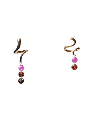 オジュール/odulのluminous tail ピアス（ルビー＆ガーネット＆スモーキークォーツ/ゴールド）(150100/150101)