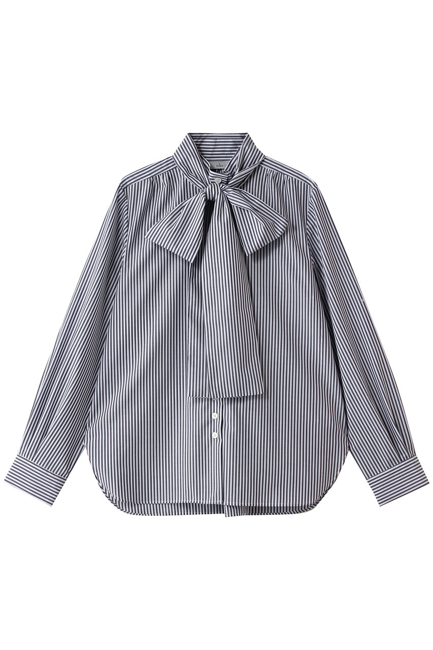 ティアラ/TIARAのボウタイハイネックボタンブラウス(ストライプ/A0161FB 222)