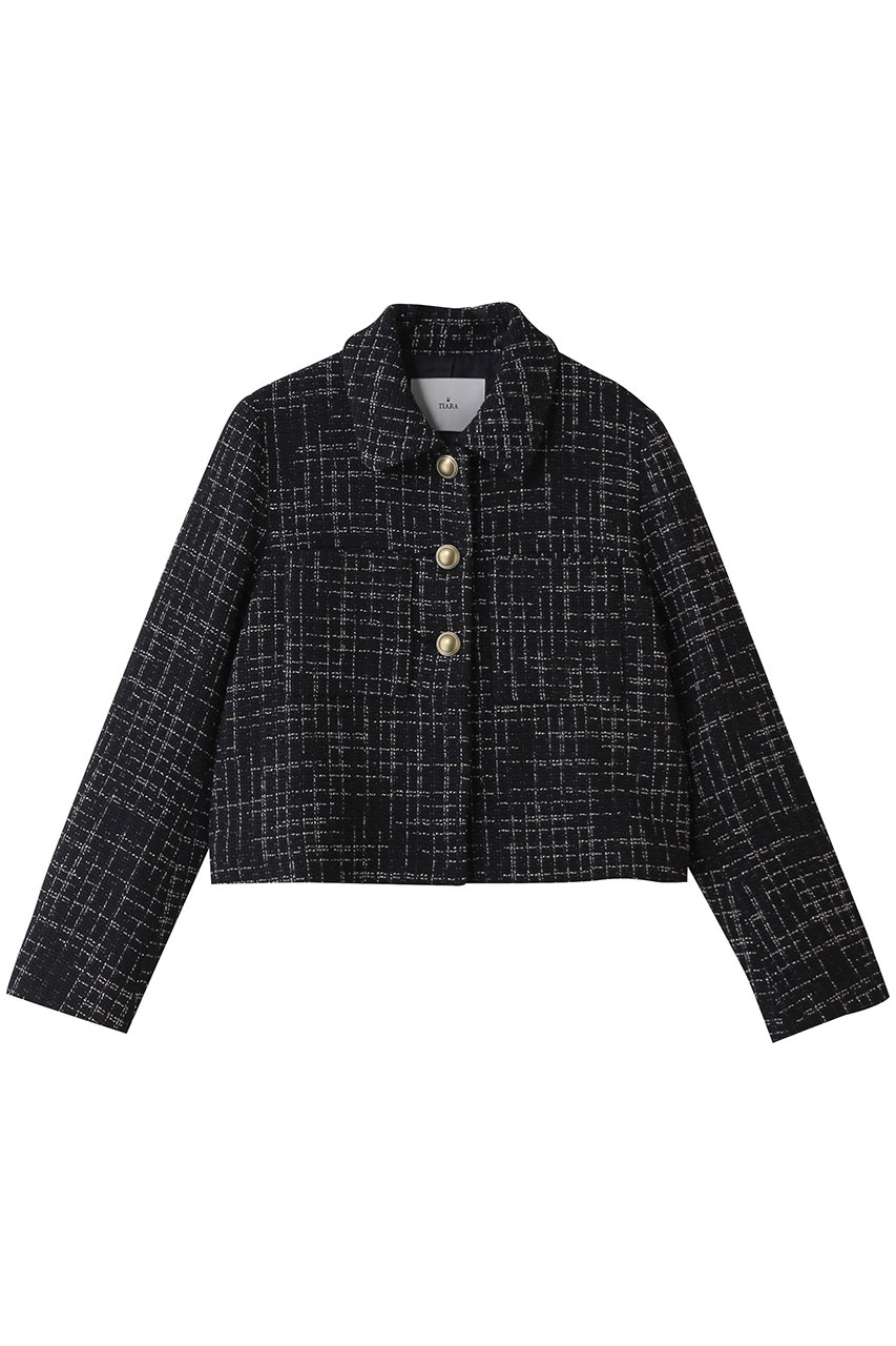 ティアラ/TIARAのミックスツイードジャケット(ネイビー/A0161FJM221)