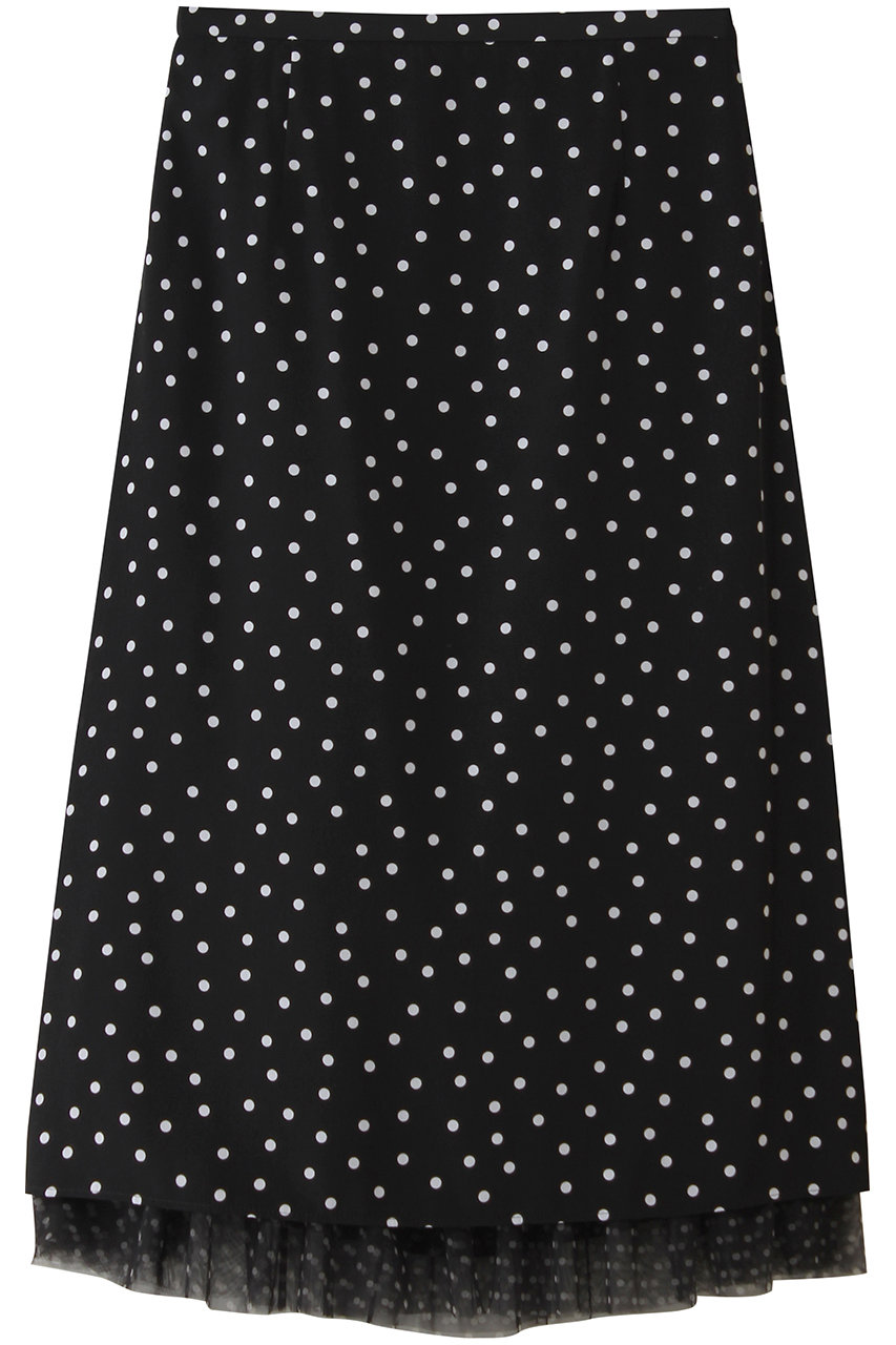ティアラ/TIARAのドットプリントフリルスカート(ブラック×ホワイト/A0161FS 072)