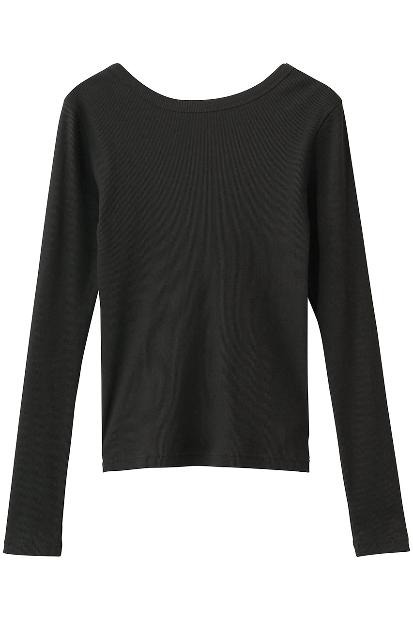 ティアラ/TIARAのバックオープンリブTシャツ(チャコールグレー/A0161UTS254)