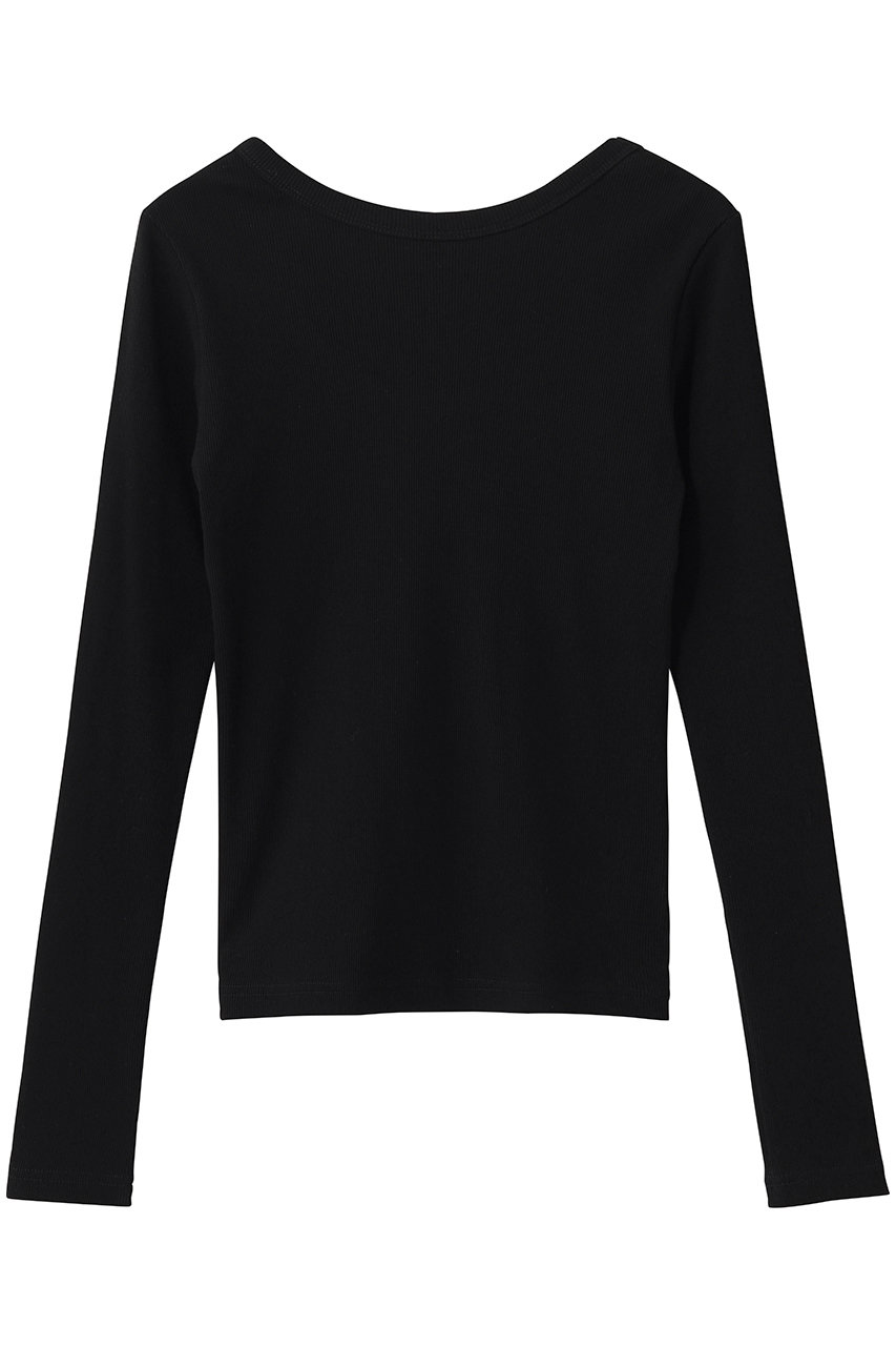 ティアラ/TIARAのバックオープンリブTシャツ(ブラック/A0161UTS254)