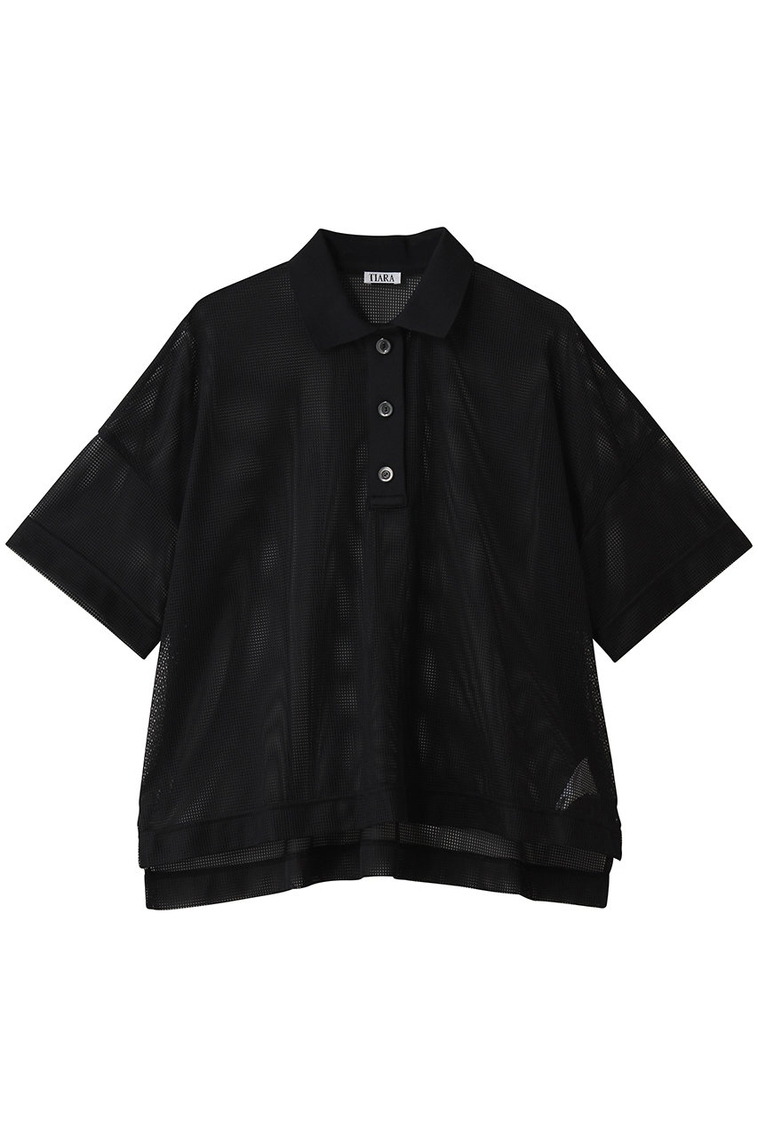 ティアラ/TIARAのメッシュポロトップス(ブラック/A0161FB 323)