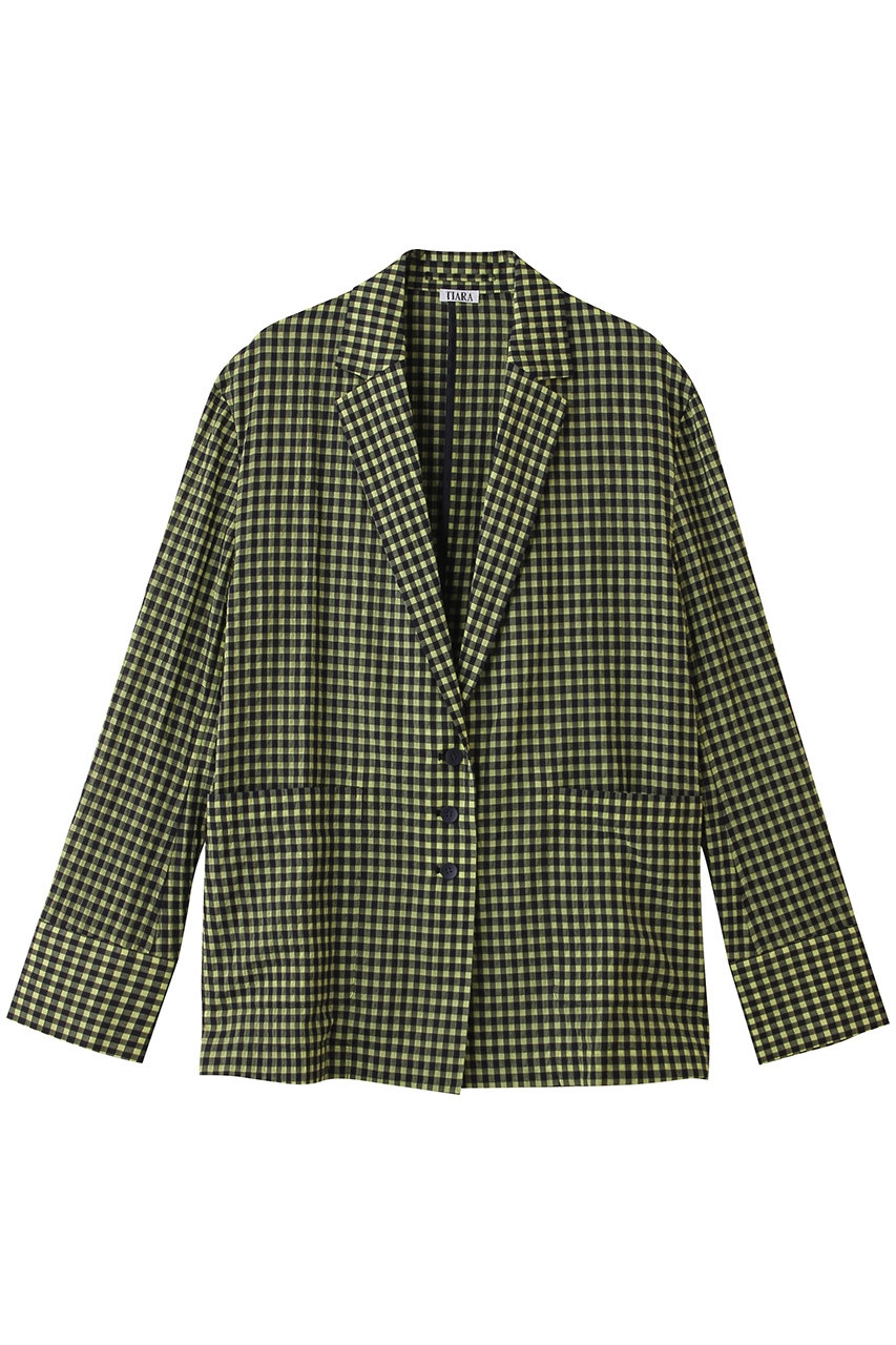 ティアラ/TIARAのギンガムチェックブラウスジャケット(ネイビー×イエロー/A0161FJM371)