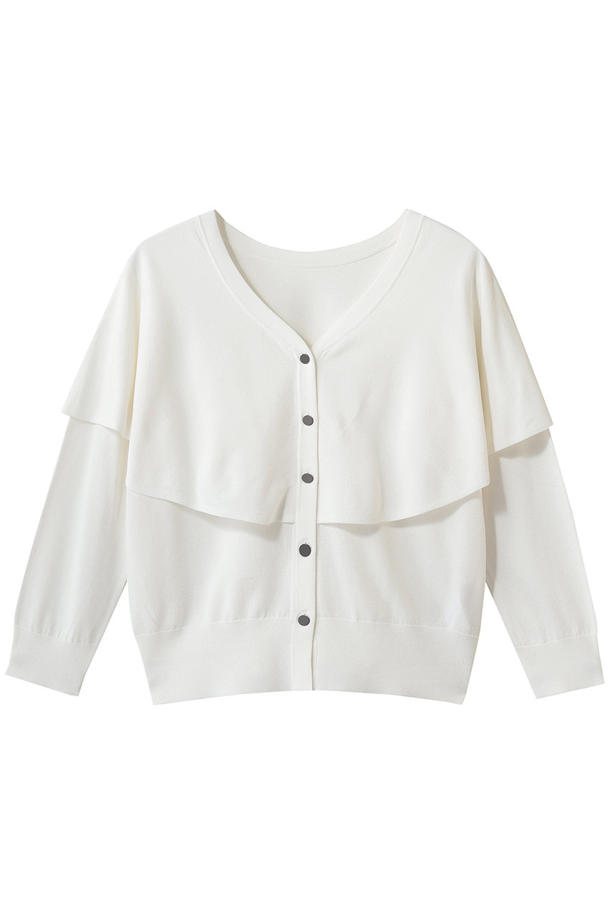 ティアラ/TIARAのVネックケープニット(ホワイト/A0161KCD303)